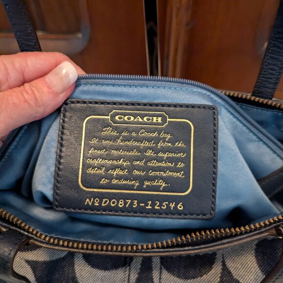 COACH Signature Denim Stripe Tote - Picture 10 of 11
